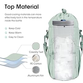 sportsnew Water Bottle Holder with Strap 32oz 40oz Insulated Water Bottle Carrier Sling Bag with Phone Pocket Tumbler Bag Cup Sleeve Crossbody Pouch for Walking Hiking Travelling Carrying, Green