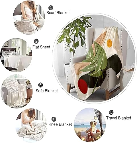 Miniatura 7 de Manta de franela de forro polar con patrón abstracto de arte moderno, 60 x 80 pulgadas, suave y acogedora, manta mullida para invierno y otoño,