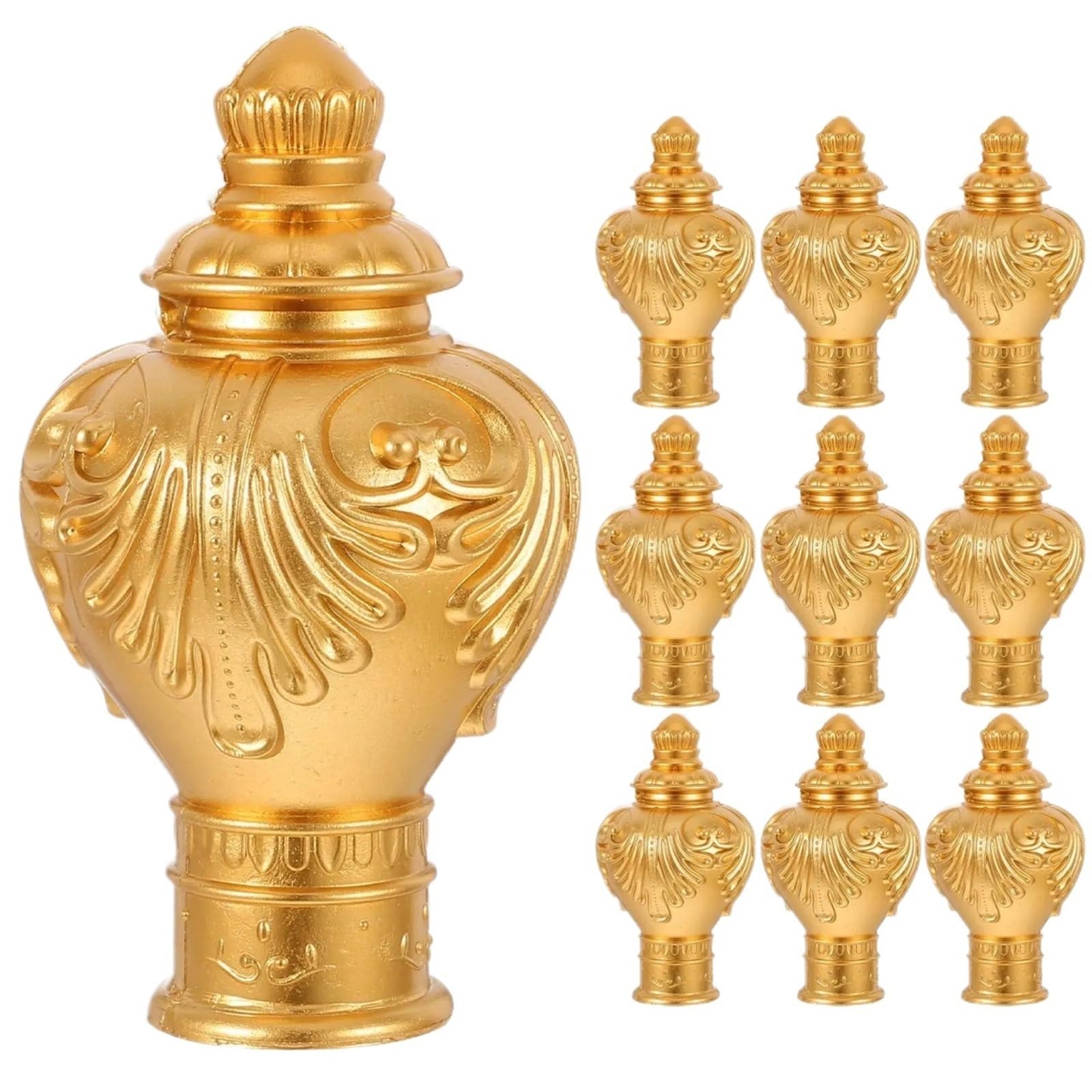 LUYSGBXR Curtain Rod Head Curtain Rod Decorative Heads 10 Pcs Gold Plastic Blow Molded End Caps Rail Finials For 28Mm Diameter Window