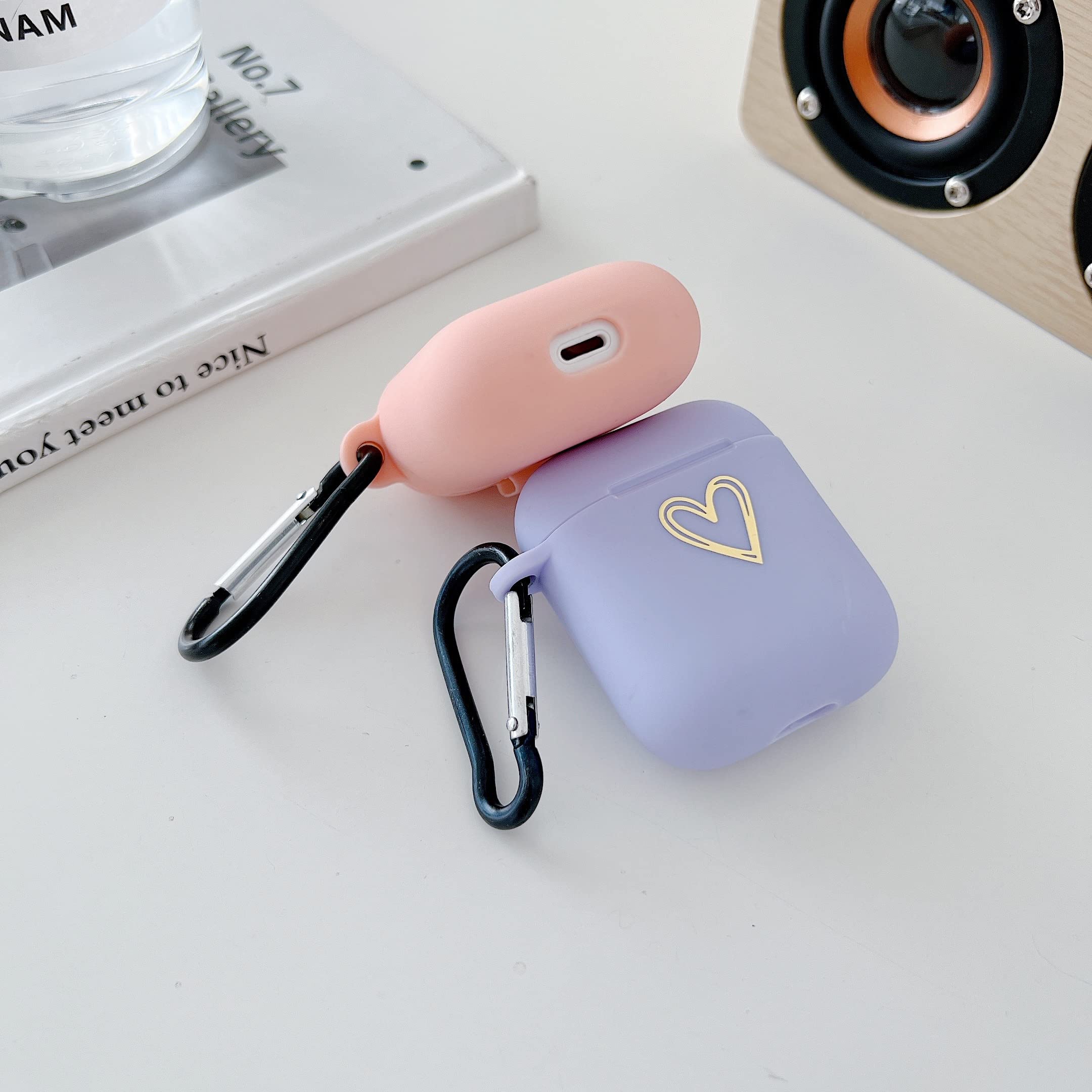 ZTUOK Compatible with AirPods 1&2 Case for Women Girls,Creative Cute Plated Love Heart Pattern Case With Keychain Anti-dust Shockproof Protective Soft TPU Cover for AirPods 1&2-White - Image 3