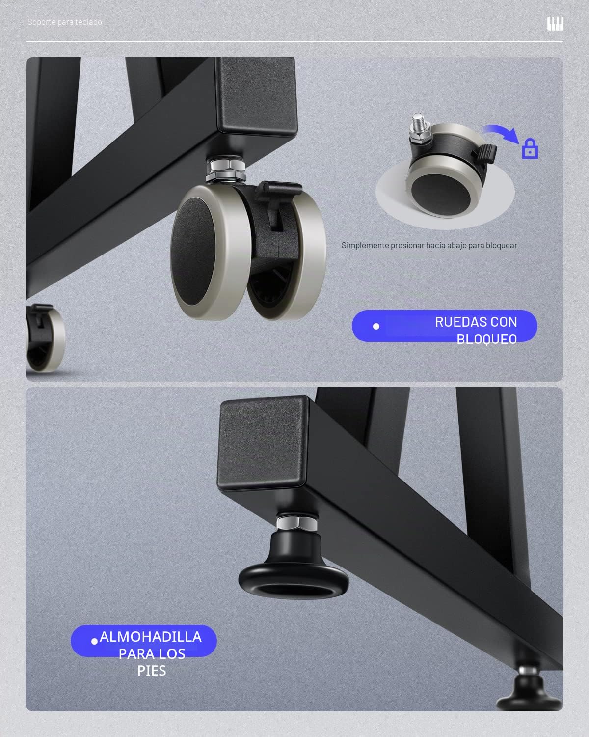 Donner Soporte Teclado Piano Electrico 61 88 Teclas, Forma de Z Soporte para Piano Digital Ajustable y Portátil