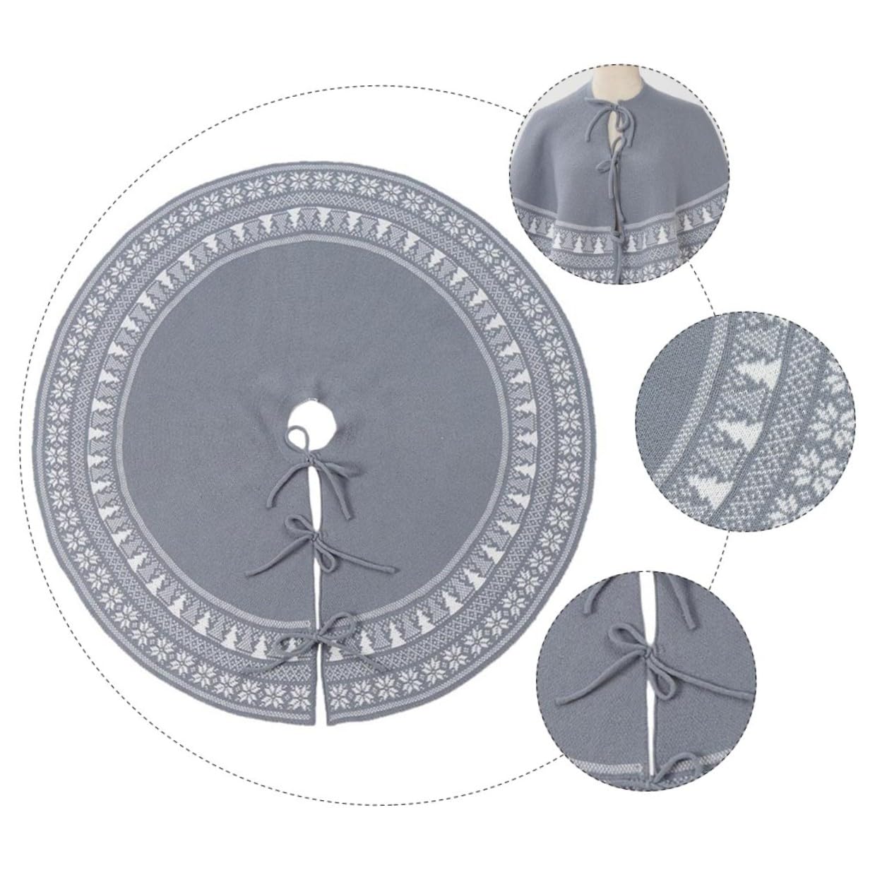 Gonna Inferiore per Decorazione Natalizia in Maglia Lavorata 92 CM, Grembiule Decorativo per Abete, Accessorio per Feste e Decorazioni Invernali