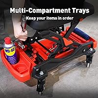 Vista 6 de Asiento de arrastre automotriz con ruedas rodantes, taburete mecánico con capacidad de 300 libras, taburete de garaje resistente con almohadilla