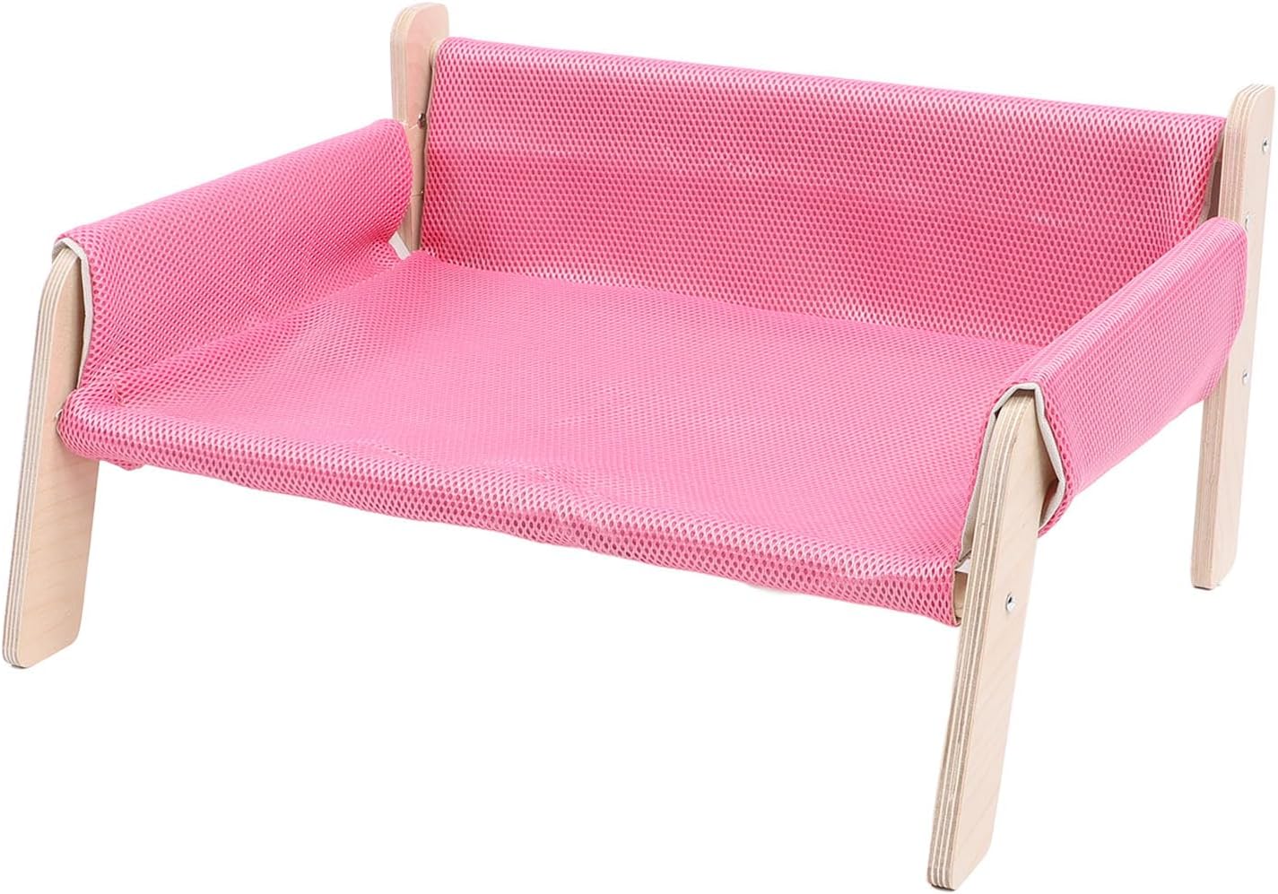 Cat Couch Bed, Pine Wood Elevated Pet Sofa with Multifunctional Design for Indoor Cats, Minimalist Style Durable Furniture for Small Pets (Pink)