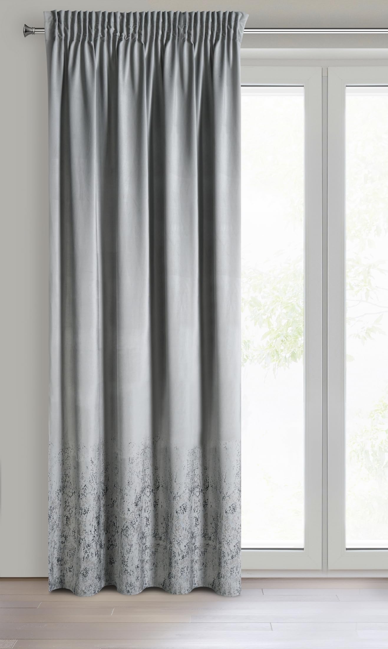 thumbnail: Eurofirany MIRELA Fluwelen Gordijn – 140x270 Cm, Donkergrijs Met Gouden Patroon, Verduisterend