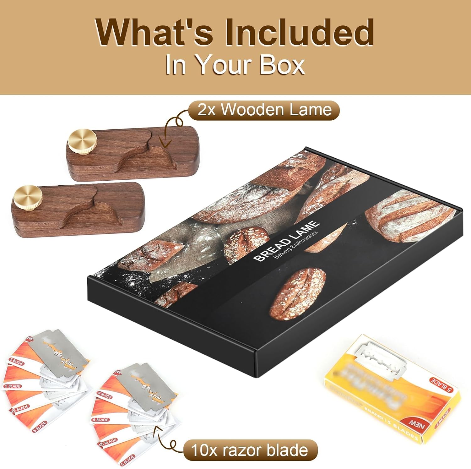 Magnetic Bread Lame Scoring Tool with 5 Razor Blades,Handcrafted sourdough scoring tool,Bread Scorer Dough Scoring Knife for Artisan Baking(2-Pack)