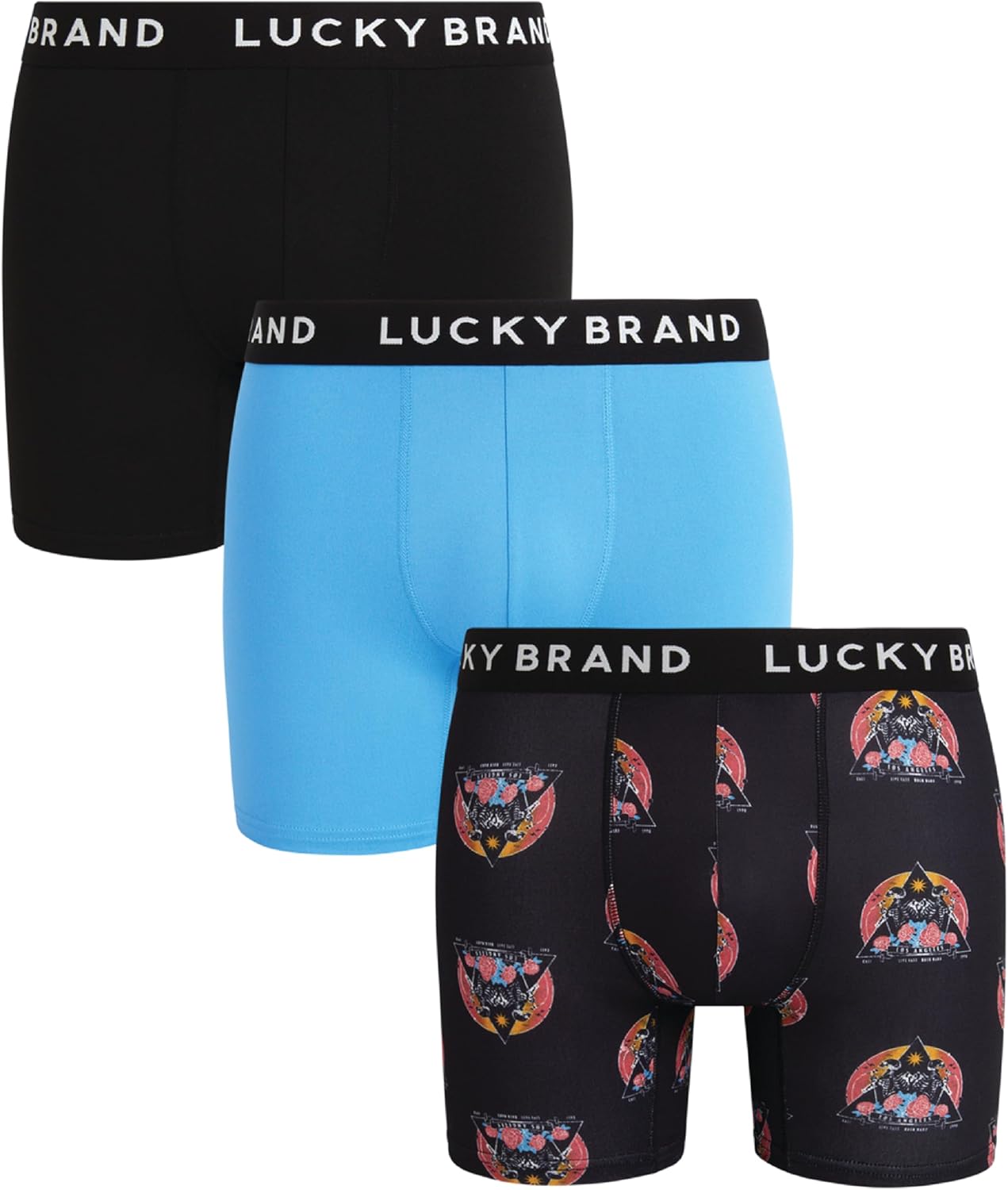 Lucky Brand Mens Boxer Briefs – 3 Pack 6” Inseam Tag Free Soft Mens Boxers with Functional Fly – Underwear for Men Pack