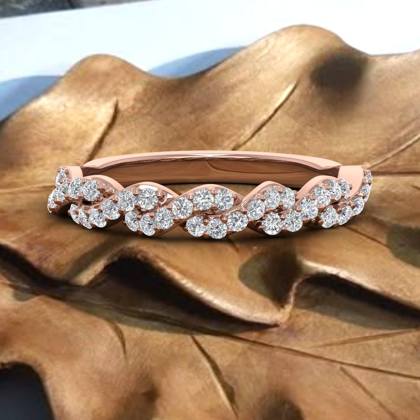 1/3 Carat Diamond Twisted Wedding Band Ring in 10K Gold
