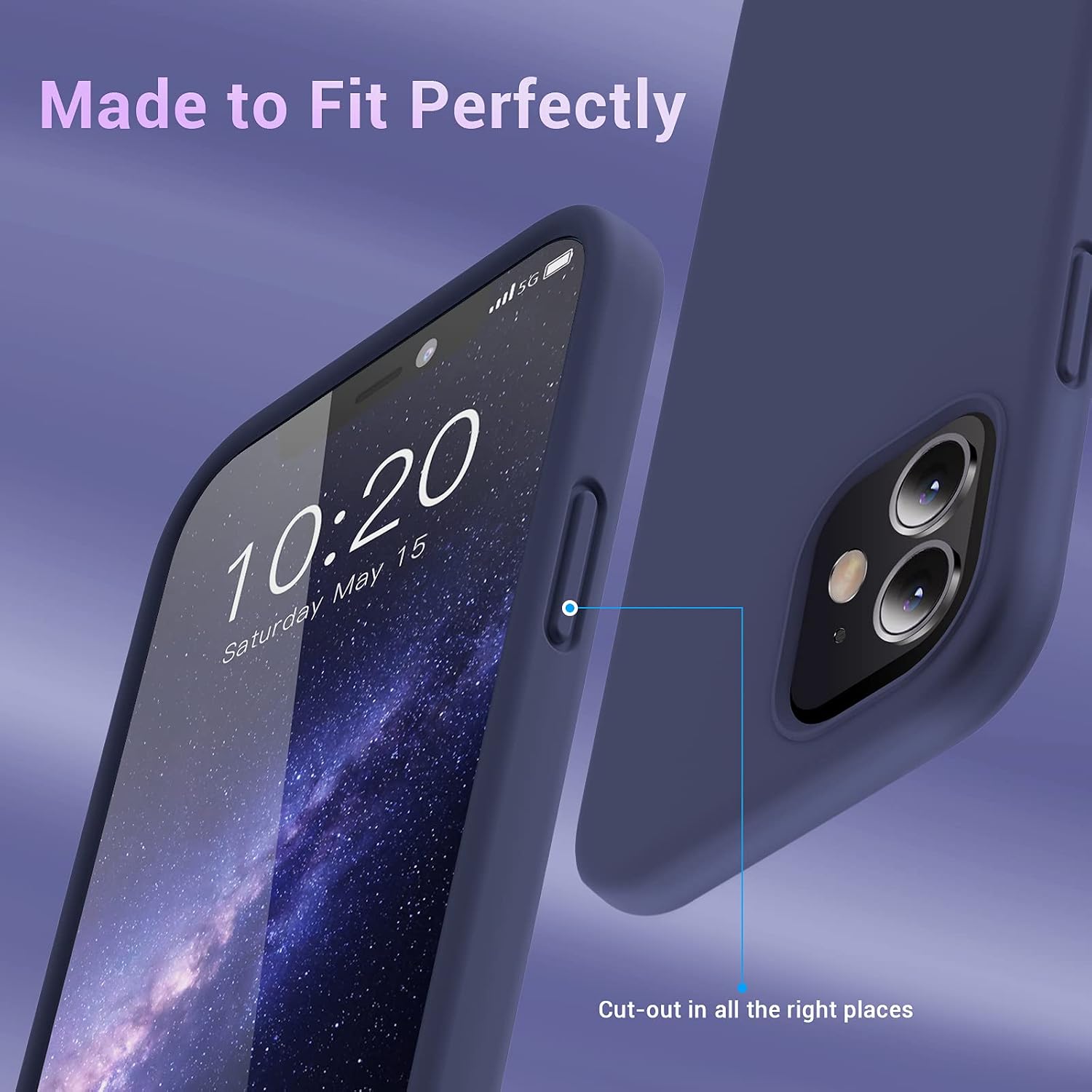 Elando Compatible with iPhone 12 Case and iPhone 12 Pro Case, Liquid Silicone Slim Shockproof Phone Case with Anti-Scratch Microfiber Lining, 6.1 inch, Navy Blue