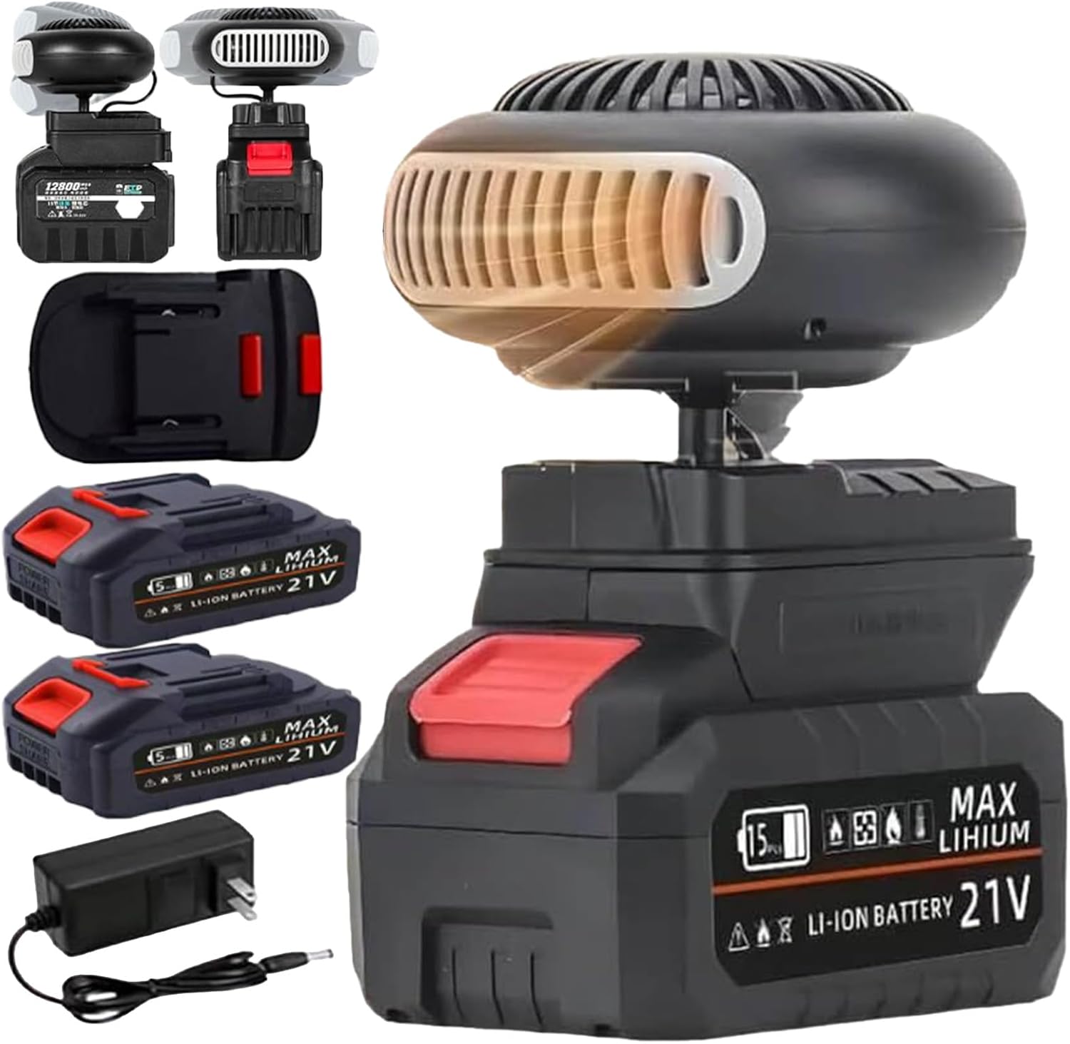 Battery Operated Space Heater, Rechargeable Portable Heater with Dual USB and 1500mAh Battery for Camping and Office