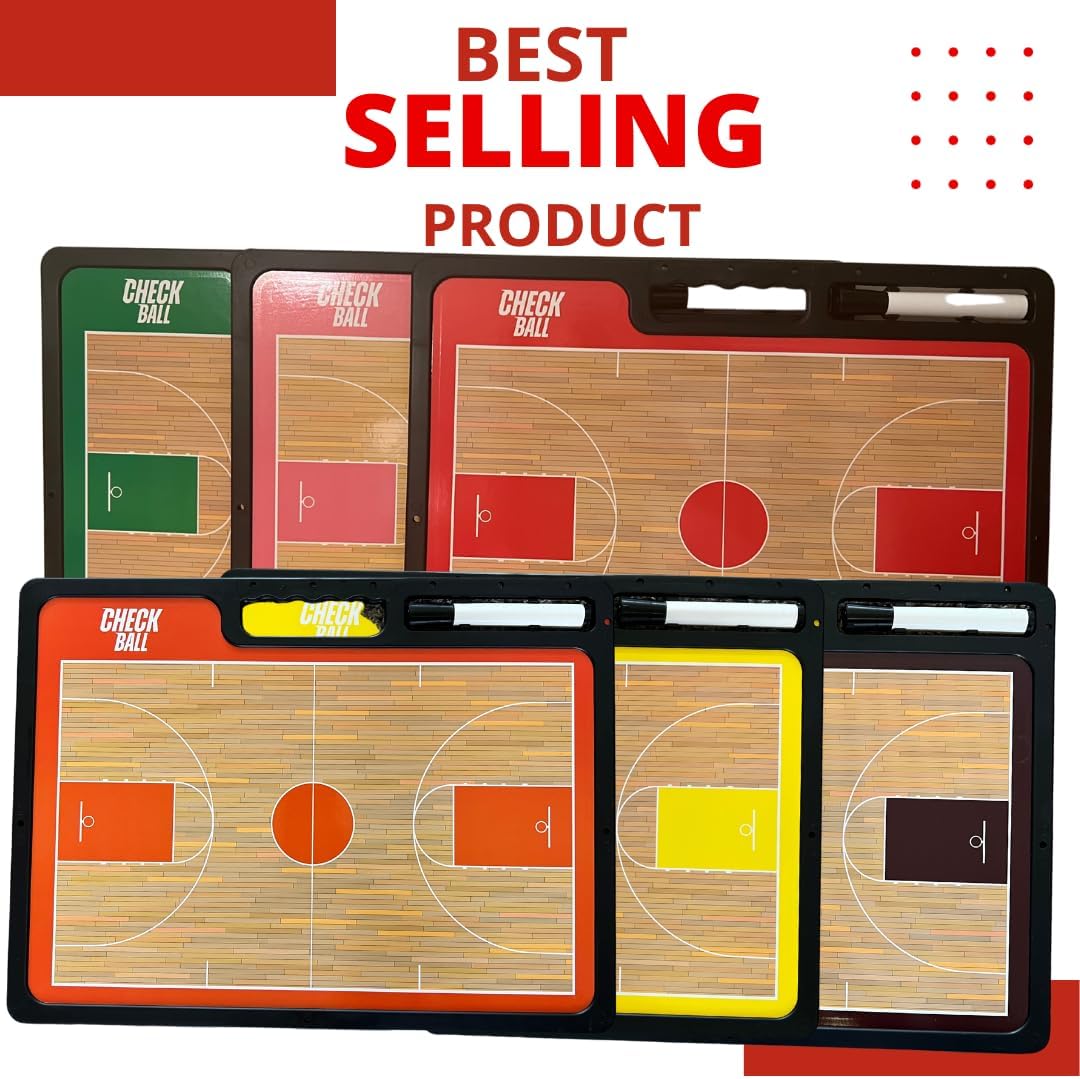 Basketball Coaching Board | Double-Sided Premium Dry Erase Clipboard with Full & Half Court (16.5 X 12.5) & Pocket Size Eraser