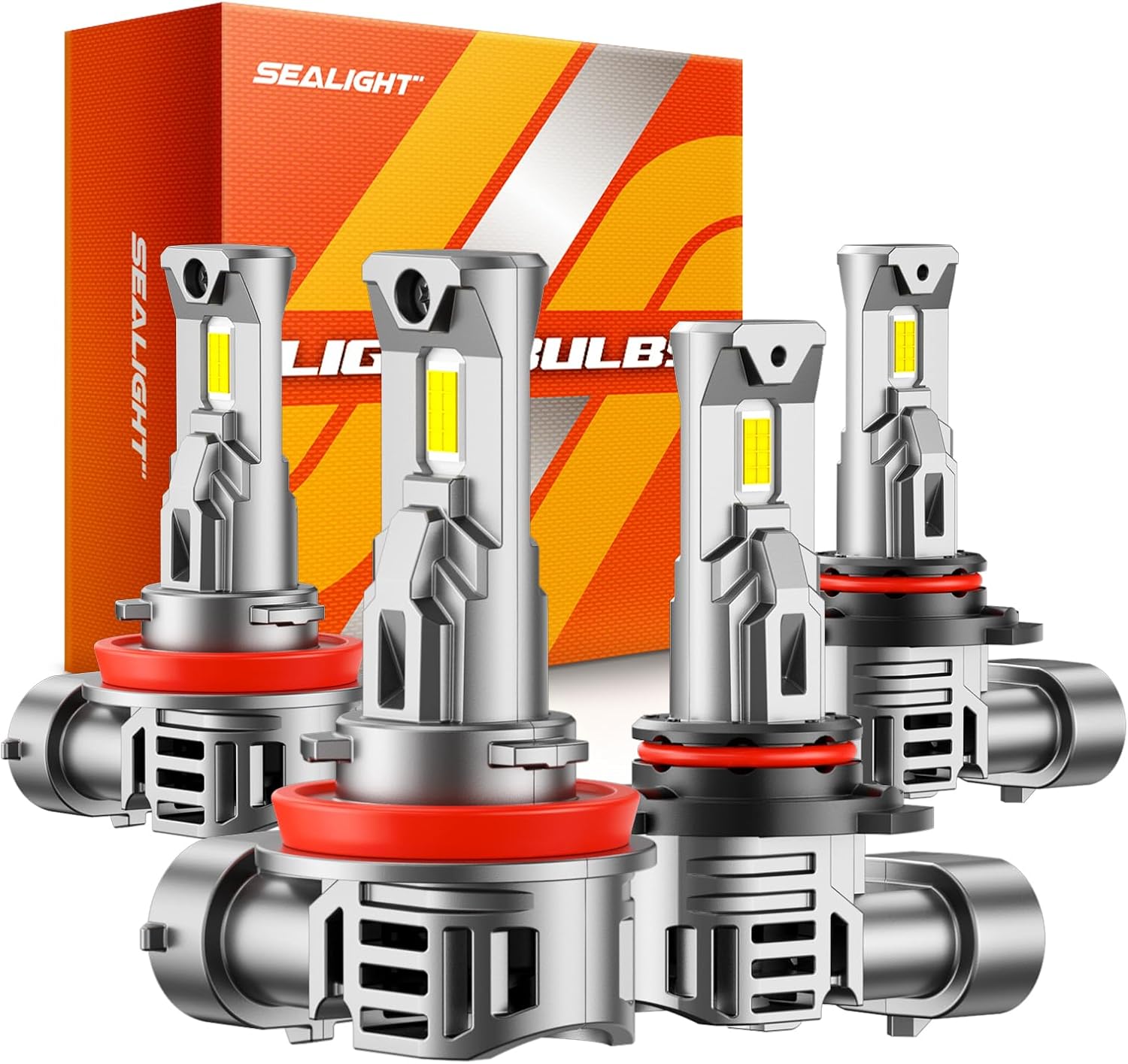 SEALIGHT 9005 H11 Lights Bulb Combo, 60000LM, 800% More Light, High-Performance Fog and Off-Road Lights, 9005/HB3 H11/H9/H8 Fog Light, Pack of 4