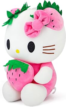 7.8 Cute Strawberry Cat Plush ToyA Kawaii Soft Cartoon Cat Stuffed Plush for Girls and KidsPink