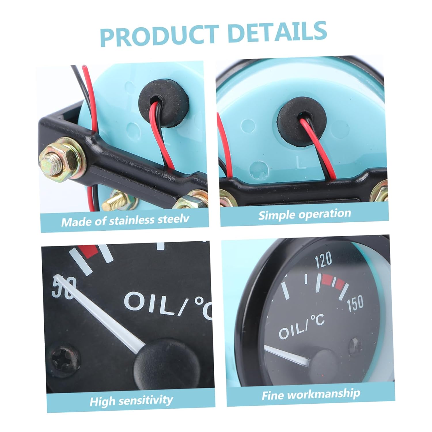 Temperature Gauge with Bracket Range Easy to Install Automotive Oil Temp with Led Display