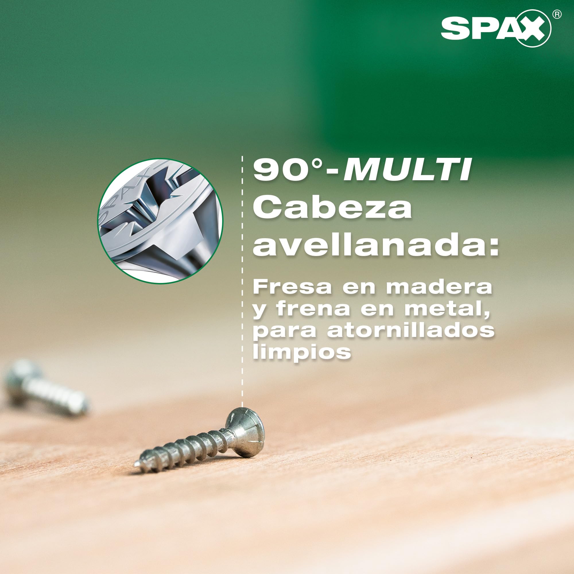 SPAX Tornillo Universal 4 x 50 mm, Z2, 360 pzas., Cabeza Avellanada, WIROX | Tornillos para madera con rosca completa, punta 4CUT y perfil ondulado para un atornillado rápido sin taladrado previo