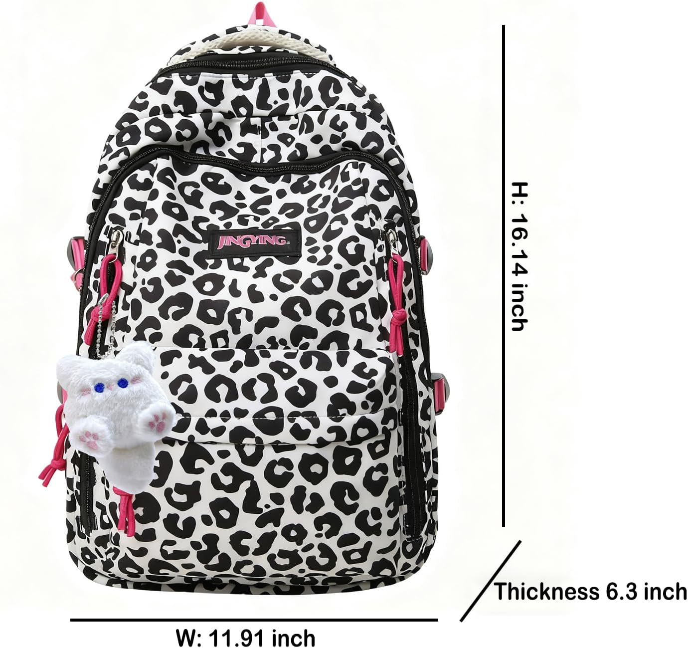 Women Black cheetah print backpack, College School Backpack Bookbag,Waterproof Sports Laptop Bag Compatible with 15-Inch Notebooks - Image 2