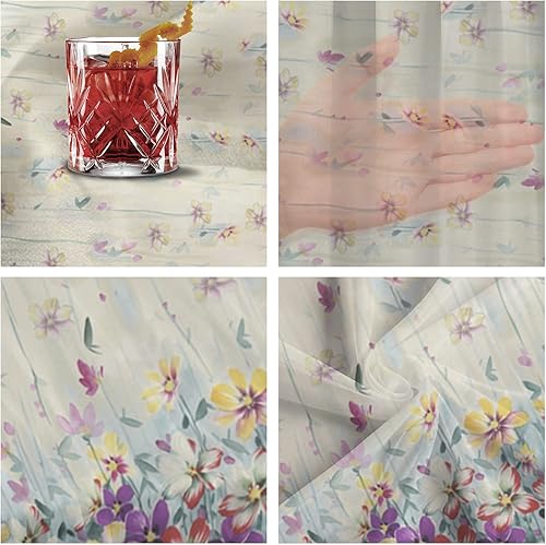 Miniatura 6 de Elegant Flowers Chiffon Table Runner 120 Inches Long, Voile Sheer Tulle Runner for Rustic Wedding Reception Bridal Shower Decorations Birthday
