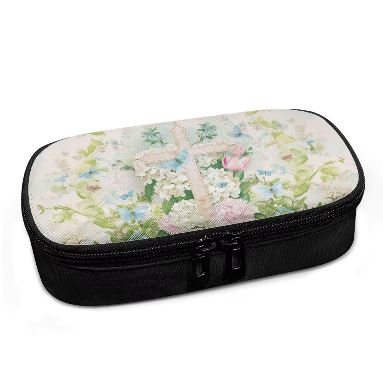 ASQVTIFE Flowers and Cross Insulin Cooler Travel Case Diabetic Insulin Cooler Diabetes Testing Kit Case Insulin Pen Portable Medical Cooler Bag for Diabetes and Other Diabetic Supplies