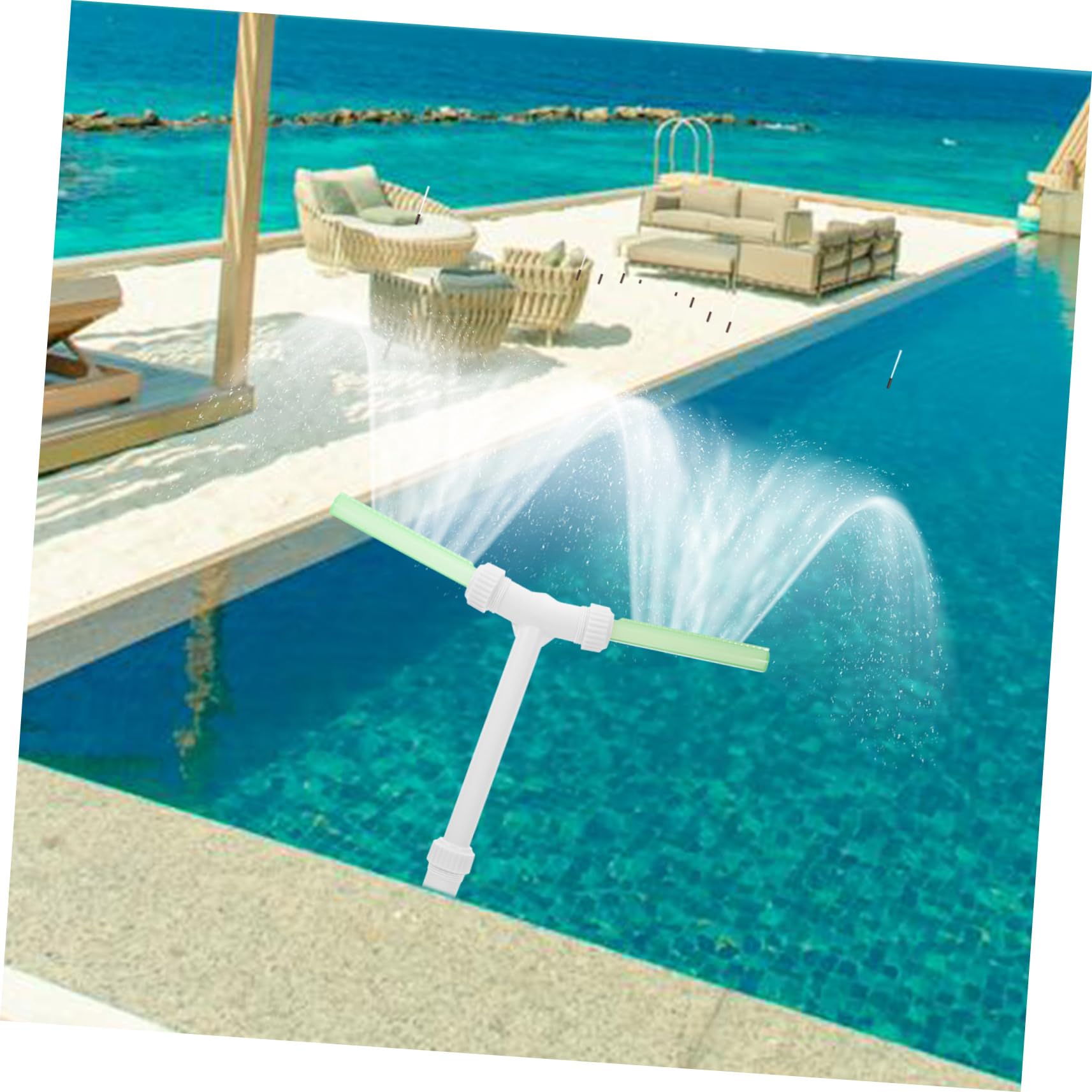 Fontane per Piscina a Doppia Testa in Plastico Bianco | Supporto Robusto, per Piscina e Stagno, Displays Notturni, Manutenzione Semplice