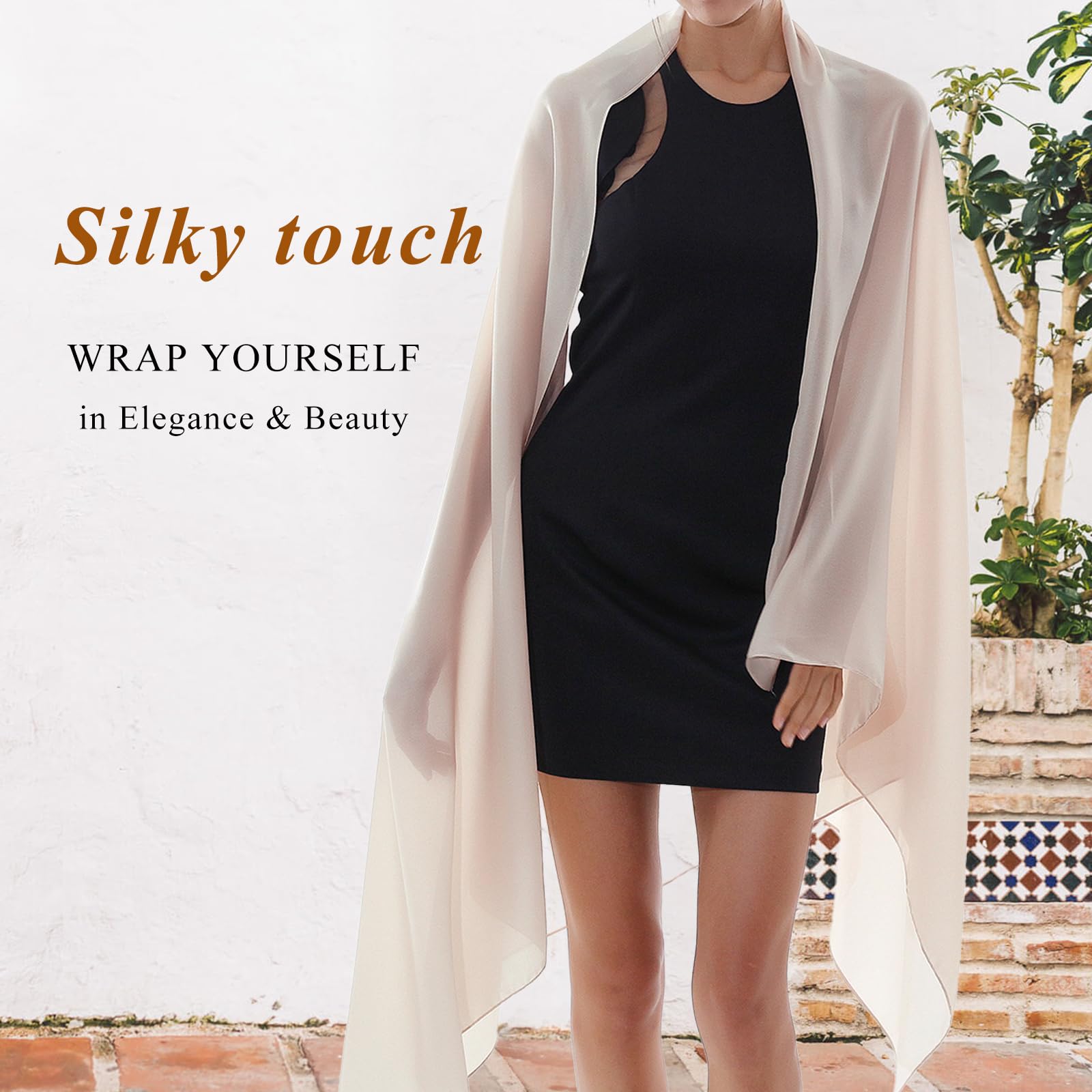 RIIQIICHY Chal para mujer, sensación sedosa, ligero, de gasa, pashmina, chal de boda para vestidos de noche