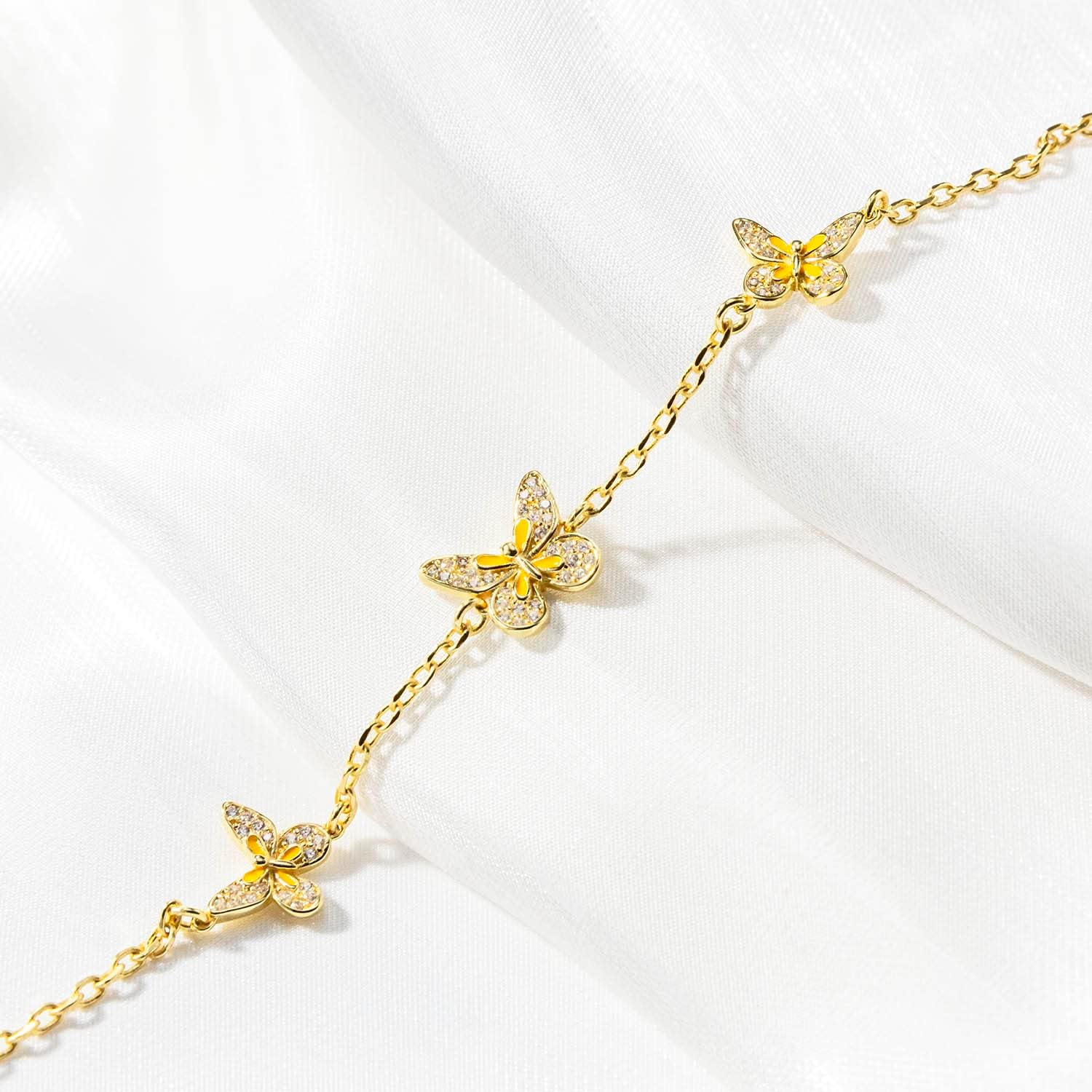 Butterfly Evil Eye Bracelets for Women Girls 18K Gold Plated with Cubic Zirconia Jewelry Gifts for Woman Wife Her Girlfriend Teens - Image 4