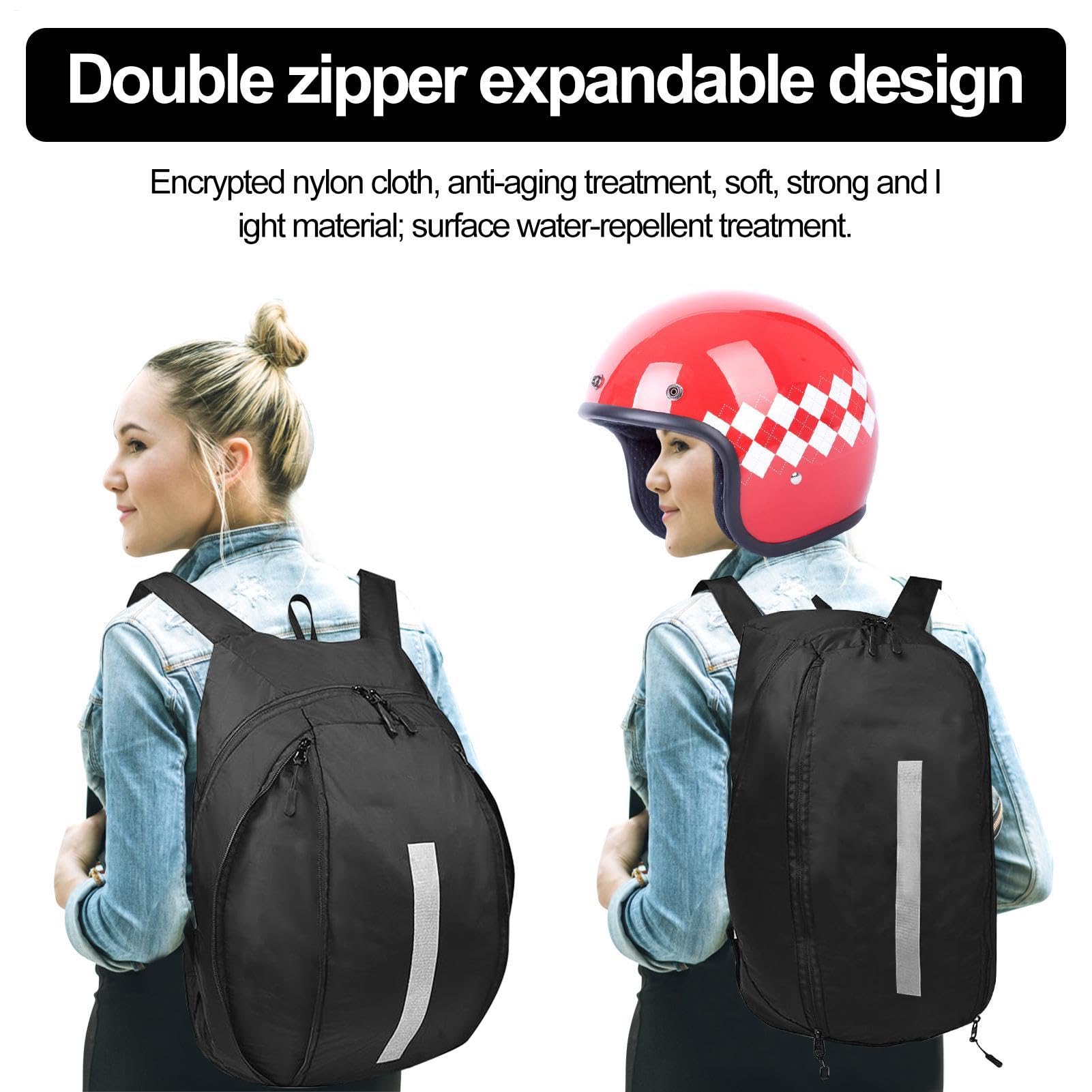 Sac à dos pour casque de moto imperméable - Sac de rangement | Grande capacité - Sac de voyage noir léger pour moto, vélo, camping, sports de plein air et trajets