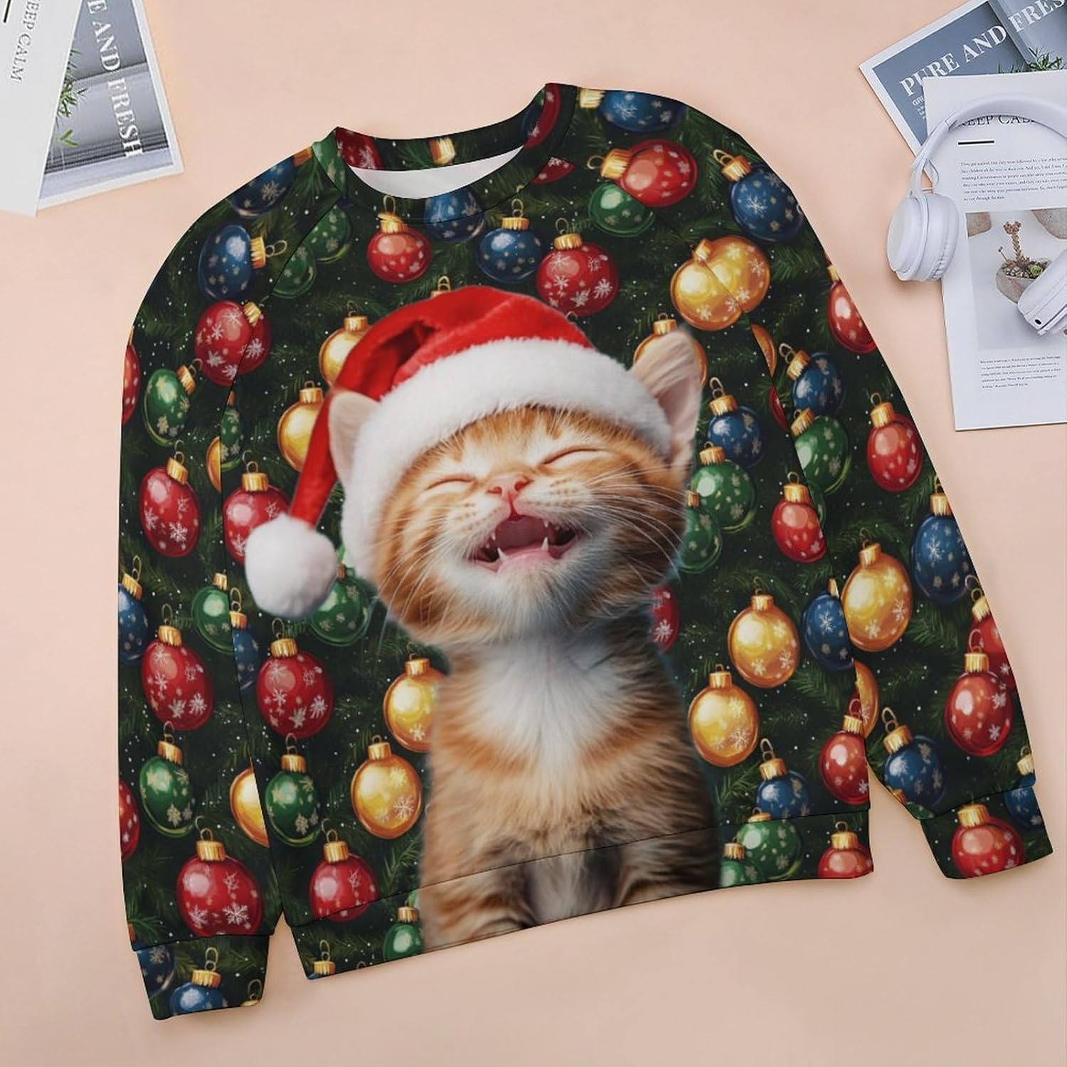 MARSVOVO Ugly Christmas Sweatshirt Women Funny 3D Cat Dog Animal Graphic Merry Christmas Cute Pullover Tops For Women - Image 3