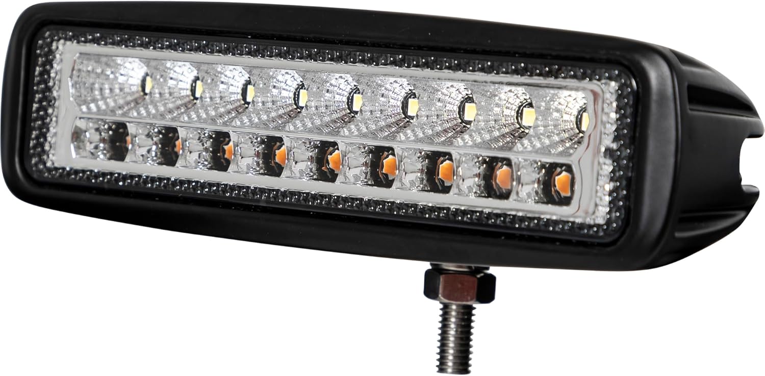 Buyers Products 1492233 6.5 Inch LED Flood Light with Strobe and Rectangular Lens, 1710 Lumens, 18" Lead With Stud Mount, Work Lights For Trucks