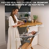 Kinderkraft ENOCK Wooden Highchair + Baby Bouncer CALMEE, Multifunctional Baby Chair, Ajustable Heigh and Footrest, Safety Harness, with Detachable Tray, for Children up to 10 Years - 4