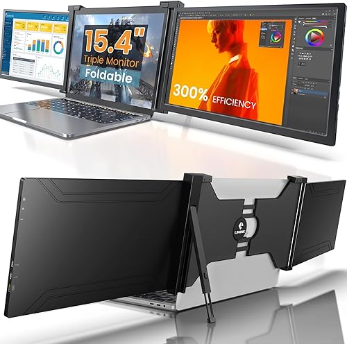 Monitor portátil triple de 15.4 pulgadas para laptop, LIMINK S20, extensor de monitor de pantalla para monitor doble, monitor FHD HDMI USB C