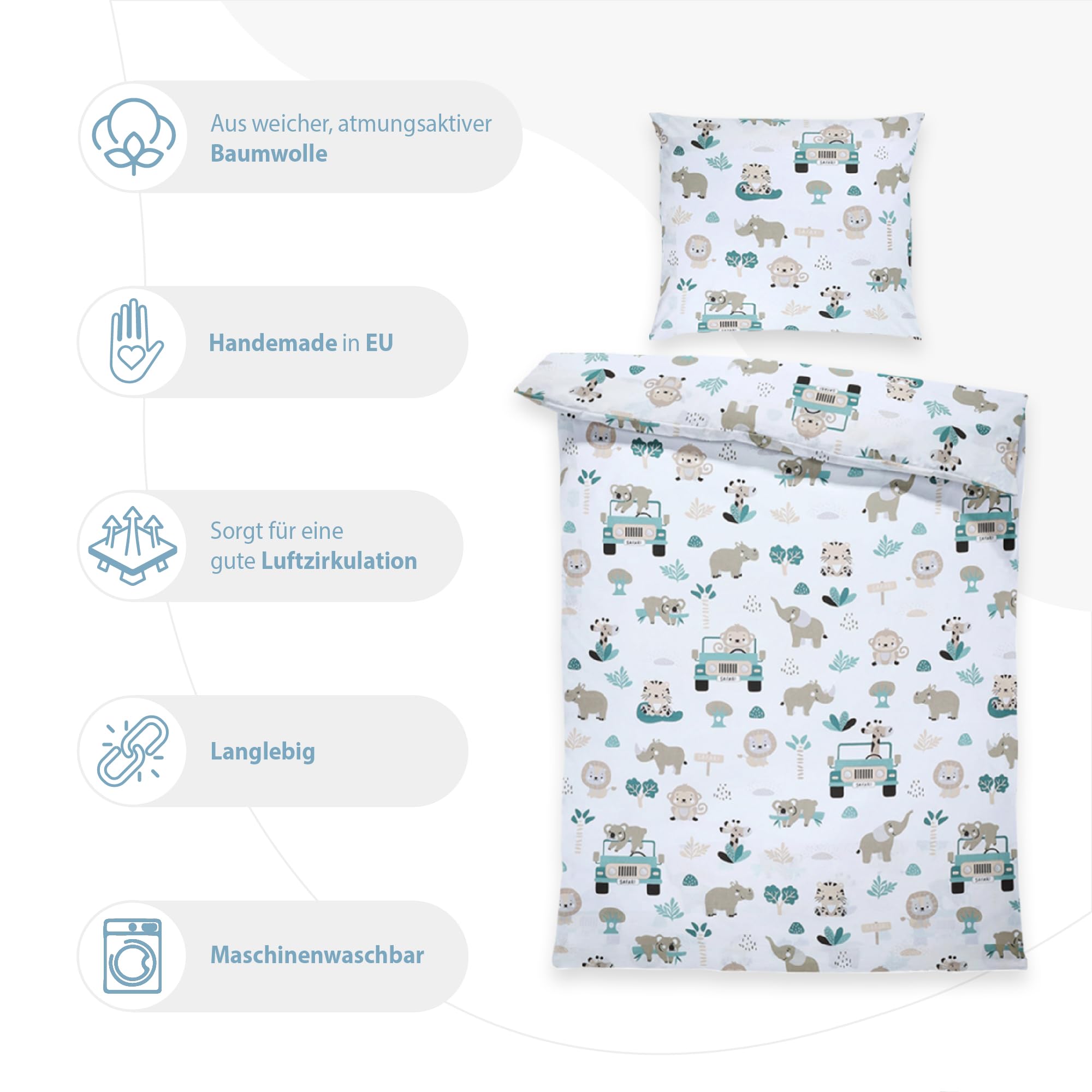 Totsy Baby Copripiumino lettino neonato 100x135 cm - Cotone parure di copripiumini bambino e bambina per culla Set lenzuolo per piumino 100 x 135 cm con federe 60 x 40 cm