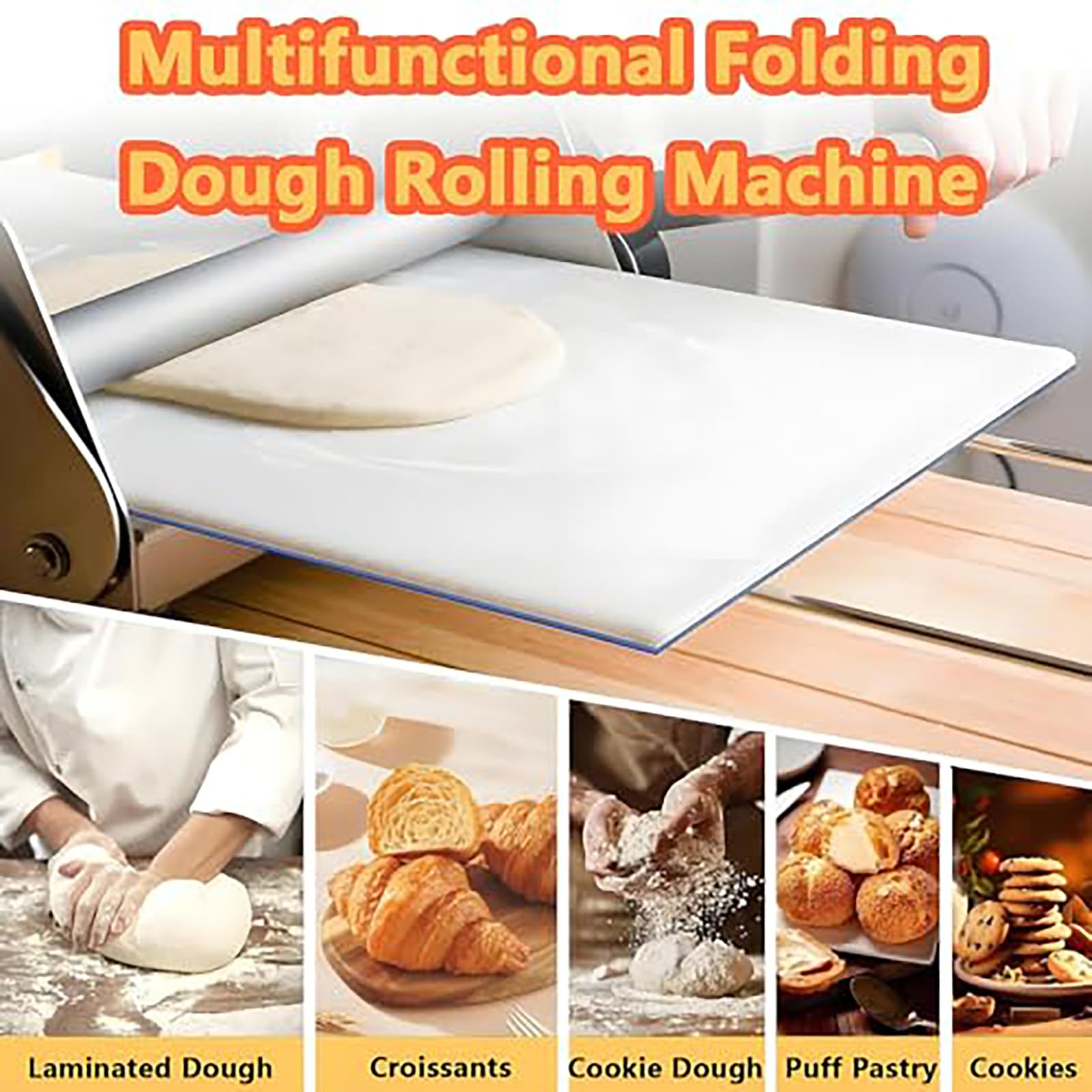 Laminoir Patisserie À Pâte Manuel Professionnel Laminoir Pate Feuilletée Manuel Inox Pliable, Épaisseur Réglable 0.04-0.68in (1-17.5mm)/0.02-1.06in(0.5-27mm),pour Croissants,Pizza & Pâtes