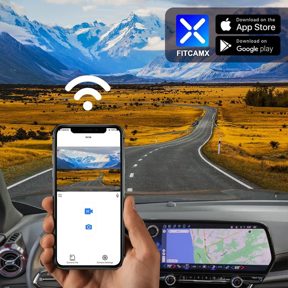 Fitcamx 4K Dash Cam Suitable for Chevy Blazer EV 2025 2026 LT RS SS (HD2-D1350), OEM Factory Look, UHD 2160P Video, Built-in WiFi & APP, Loop Recording, G-Sensor, Plug & Play, 64GB Card