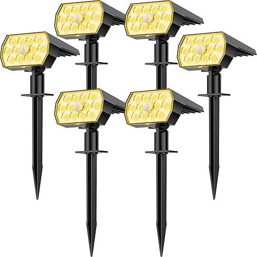 Luces solares con sensor de movimiento para exteriores, 6 unidades, 3 modos, 48 LED, IP65, impermeables, para exteriores, focos solares 2 en 1 para