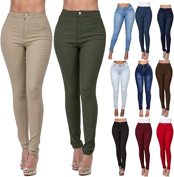 ZYXTIM Womens High Wasit Stretchy Pants Sexy Butt Lifting Skinny Tummy Control Comfy Pull-On Colored Soft Casual Work Jegging