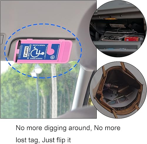Miniatura 17 de Soporte para Placa de Discapacitado para Auto, Wisdompro Protector de Permiso de Estacionamiento para Discapacitados para Parasol de Carro