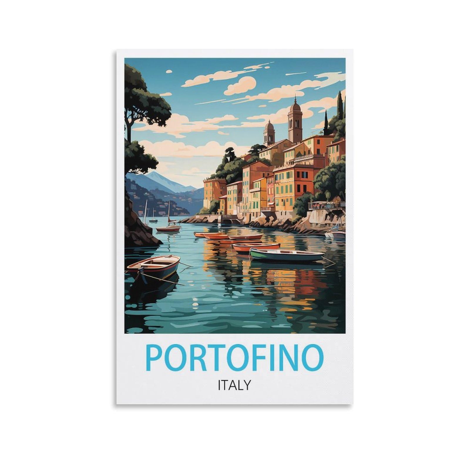 LHJOIUN Portofino Italy Vintage Travel Posters 08x12inch(20x30cm) Art Canvas Print For Living Room Bedroom Home Decoration Modern Art