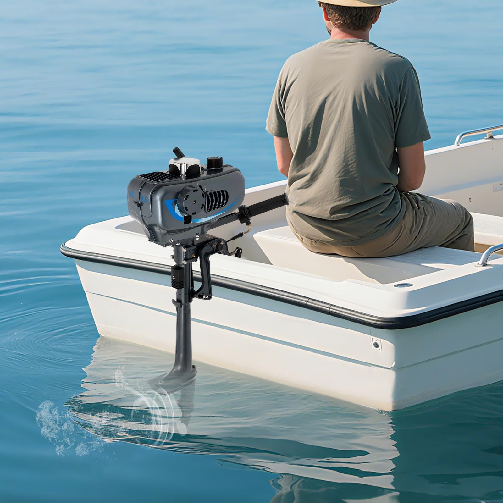 2-Takt 3,5 PS Außenbordmotor Bootsmotor 2,5KW Electric Outboard Motor Mit Cdi Wassergekühlt System Manueller Start Wassergekühlt Außenborder Benzinmotor Für Der Fischerei, Aquakultur