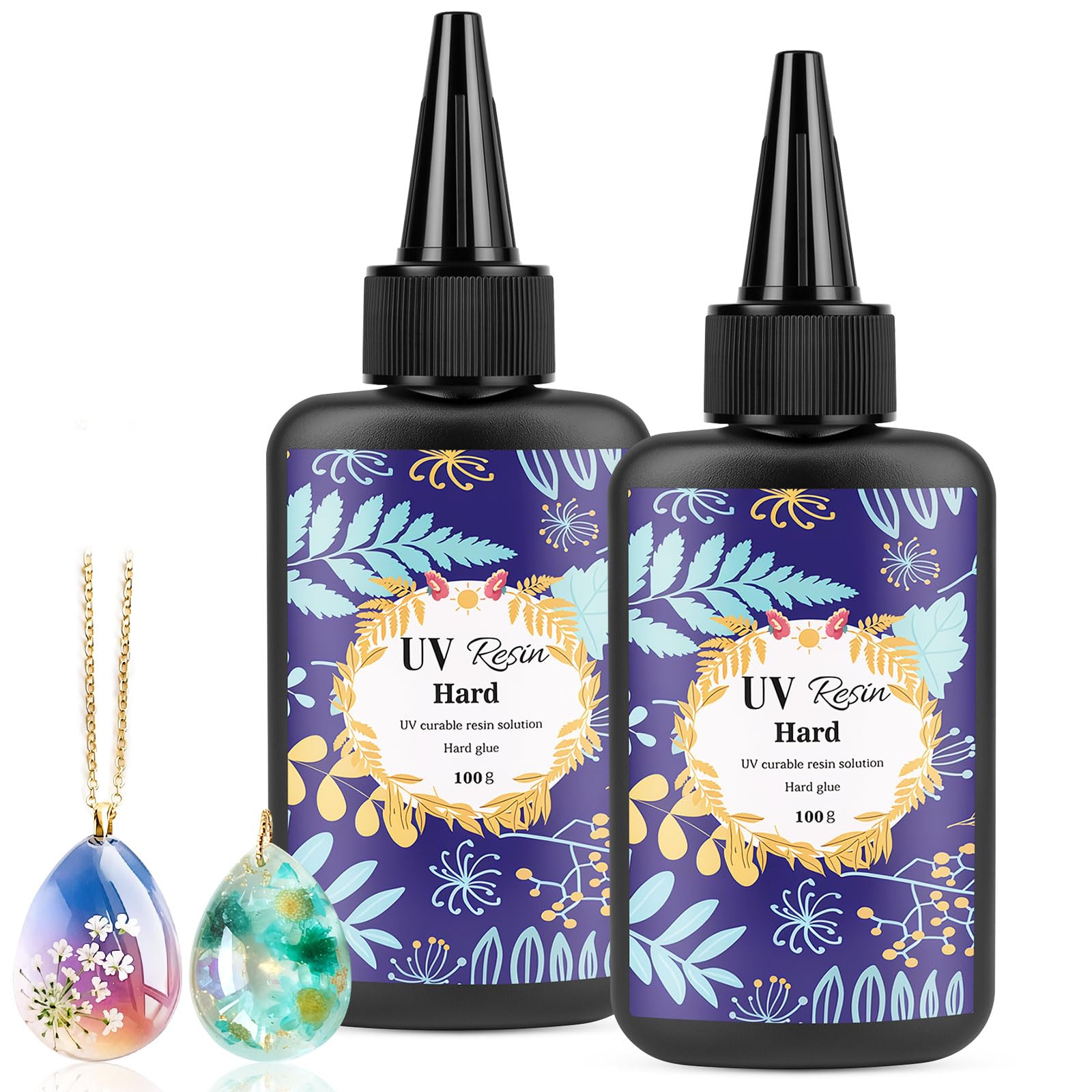 Adiwo UV Resin 200g, UV Cure Resin Jewellery Making, Crystal Clear, Ultraviolet Resin, Clear Hard UV Cure Resin, Fast Cure for Jewellry Making Art Pendants, Earrings, Bracelets, Necklaces