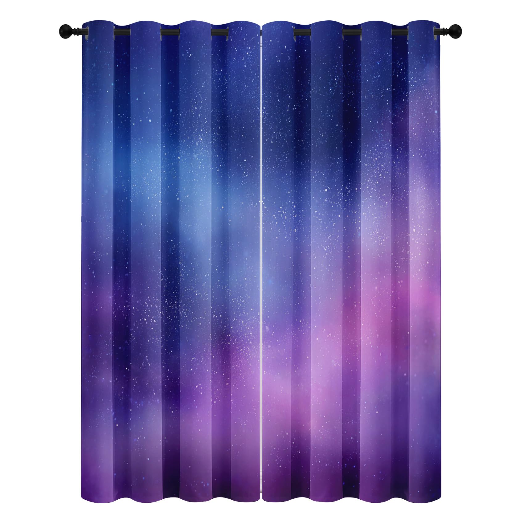 Generisch Sternenhimmel Kinder Vorhäng Blickdicht 2er Set Nebel Sterne Weltraum Verdunklungsvorhänge mit Ösen Thermovorhang für Zimmer Wohnzimmer Schlafzimmer H225 x B132 cm