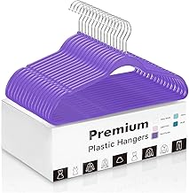 GROFFY Count Plastic Hangers Heavy Duty Dry Wet Clothes Hangers with Non-Slip Pads Space Saving Hanger Super Lightweight Organizer (20, Purple)