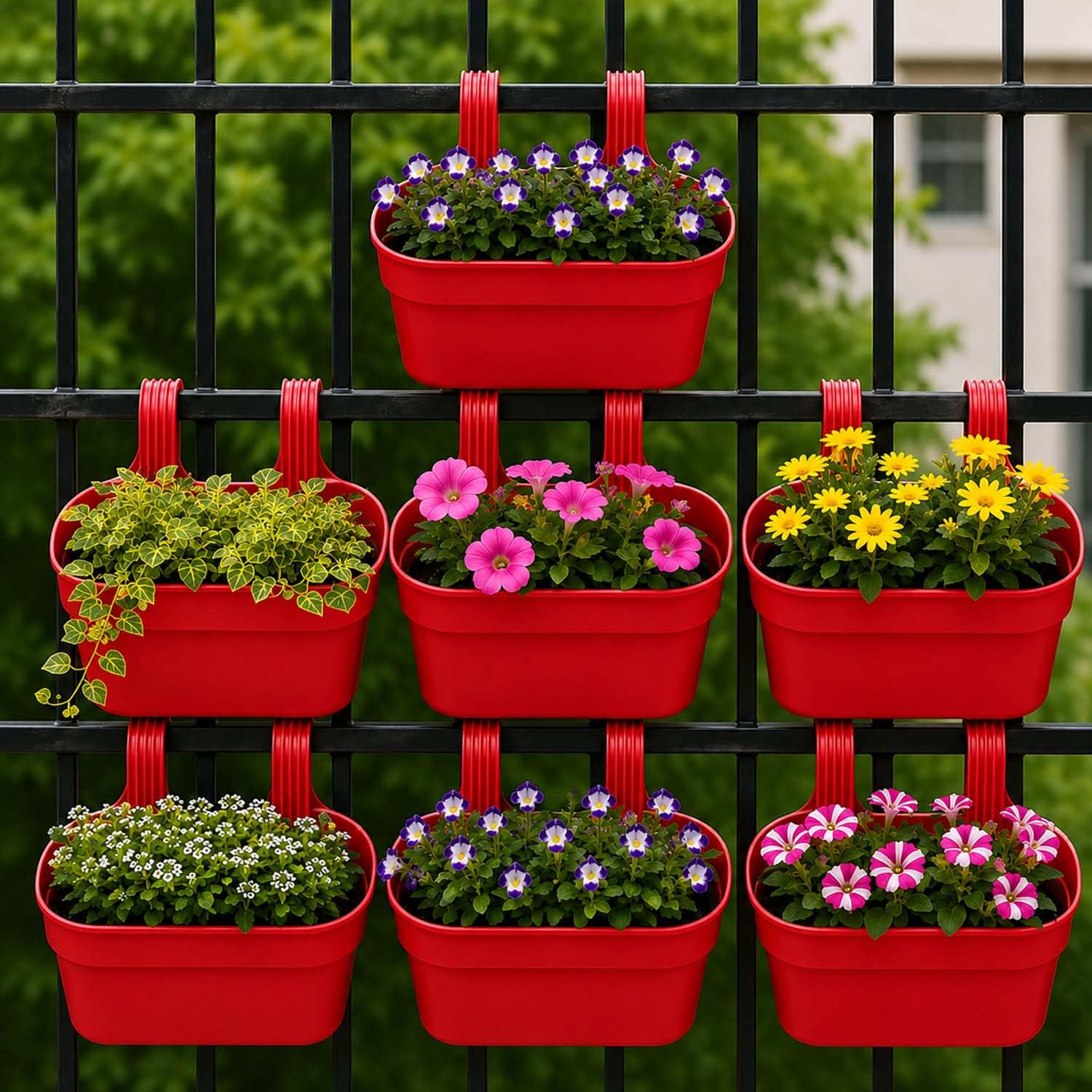Go Hooked Railing Planters - 3 Hanging Flower Pots -23 Go Hooked Railing Planters - 3 Hanging Flower Pots -23