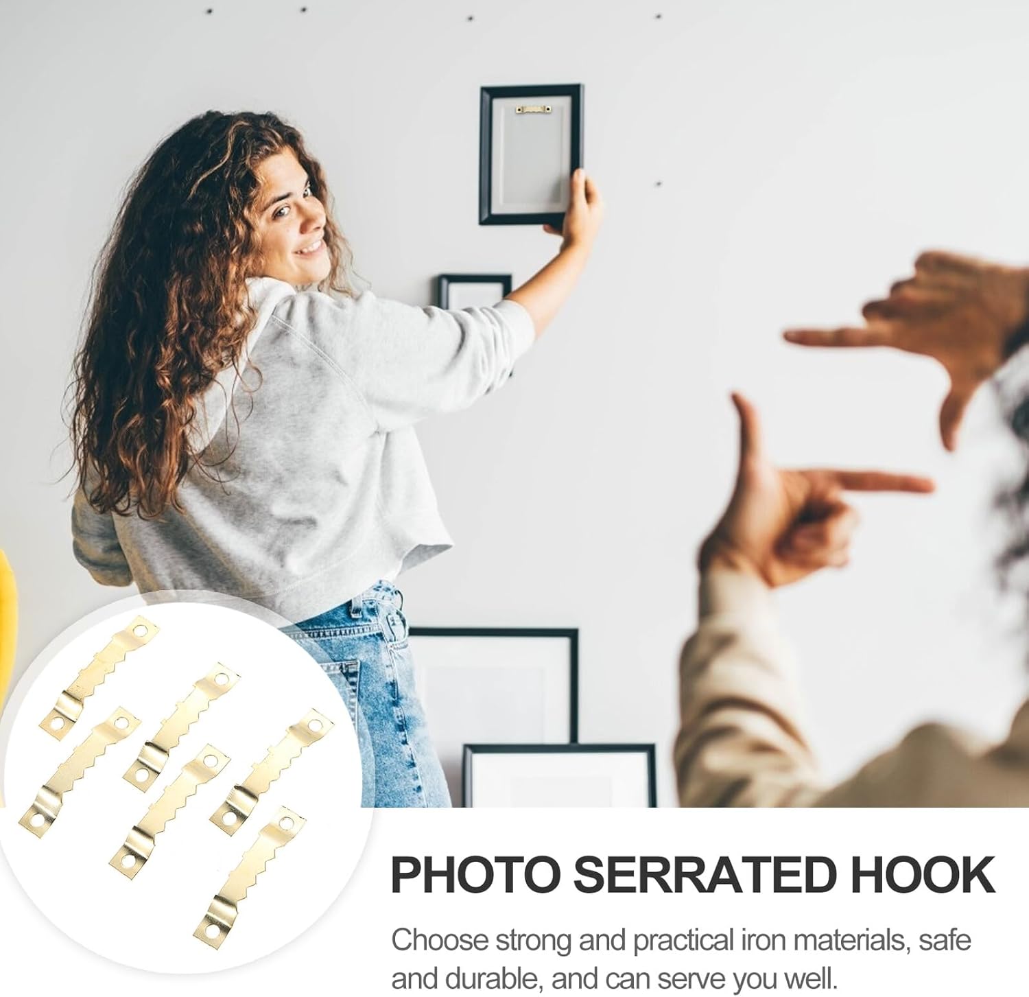 DOITOOL 1000pcs Gold Serrated Picture Hangers Double-Sided Metal Hooks for Photo Frame Wall Mounting Crafting and Painting Display