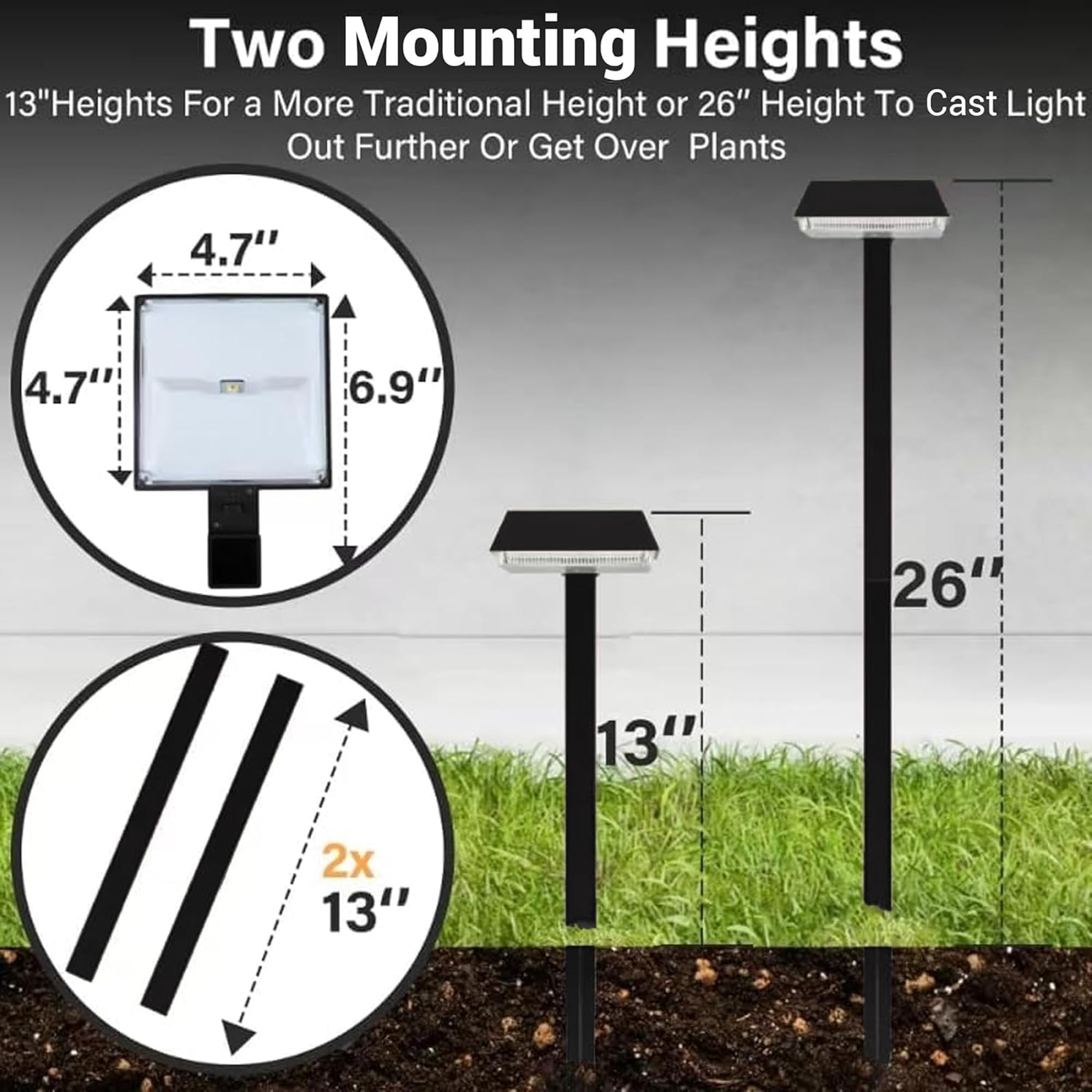 Bobcat Solar Wegeleuchten Super Hell 300 Lumen mit 2 in 1 Warmweiß und Tageslichtmodi, Schwarze LED Solarleuchten Außen Wasserdicht für Weg, Gehweg, Auffahrt oder Gehweg Licht (6 Pack)