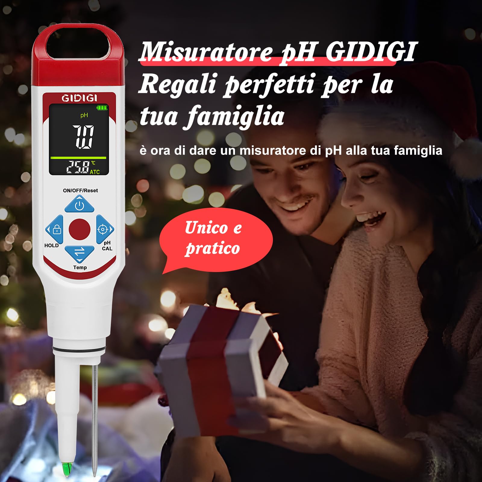 Misuratore di pH per la fermentazione alimentare, display a colori punta a lancia tester di pH per alimenti con ATC per cosmetici, lievito madre, Carne, formaggio, prodotti in scatola，Sottaceto