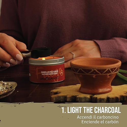 Miniatura 4 de PALOSANTO - Soporte de incienso Palo Santo - Quemador de incienso en terracota - Adecuado para conos, granos, polvo, resinas, hierbas y carbones -