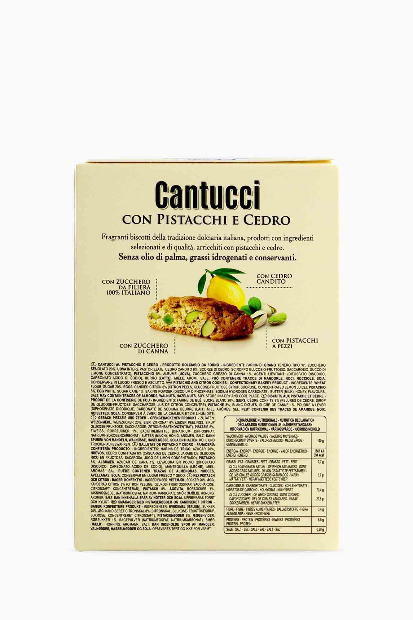 Falcone Cantucci al Pistacchio e Cedro, Kekse mit Pistazien Ceder-Zitrone aus Italien, insgesamt Gebäckstücke, 12x 200g + Italian Gourmet polpa 400g