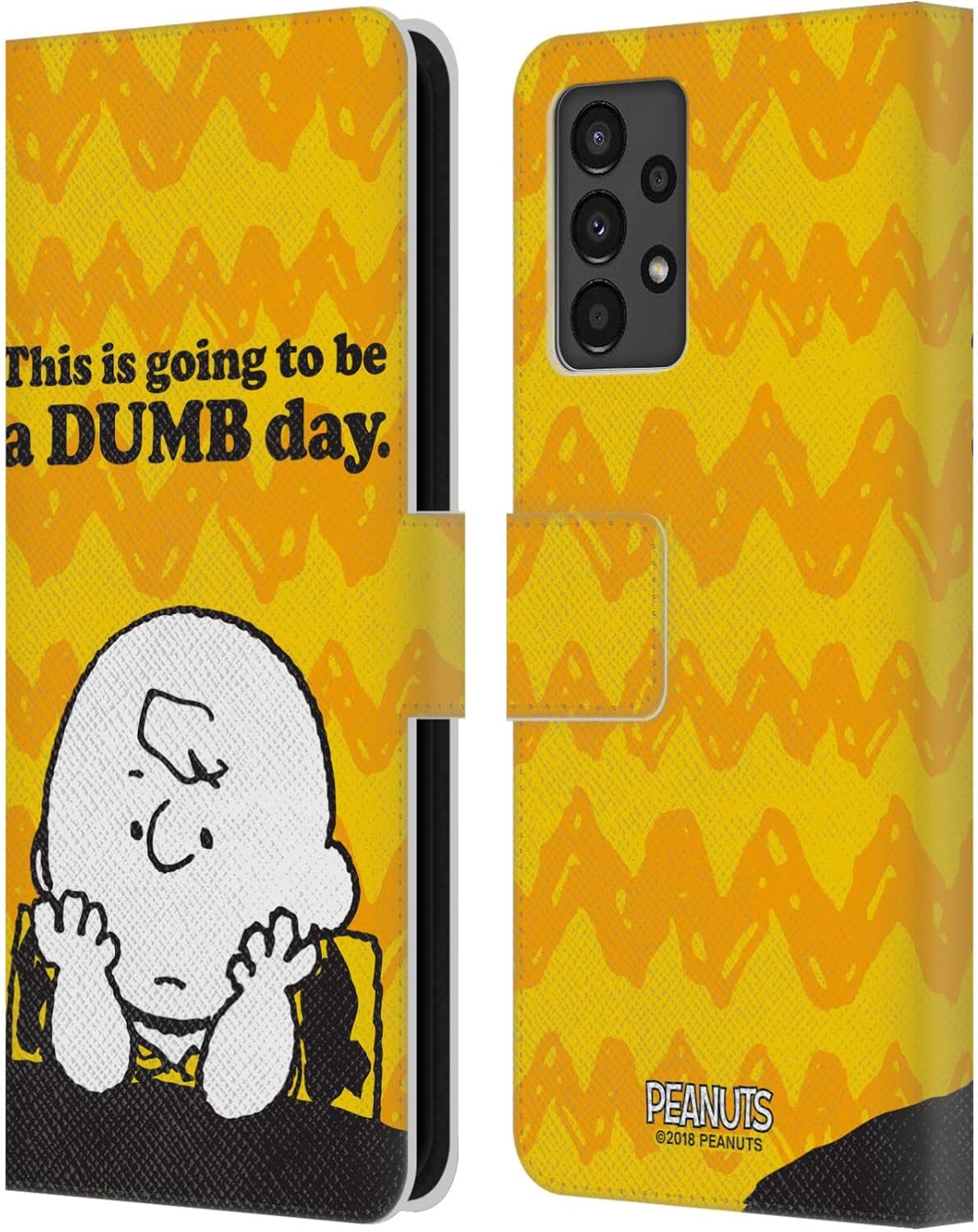 Head Case Designs Officially Licensed Peanuts Dumb Day Charlie Brown Leather Wallet Case Compatible with Samsung Galaxy A13 (2022)