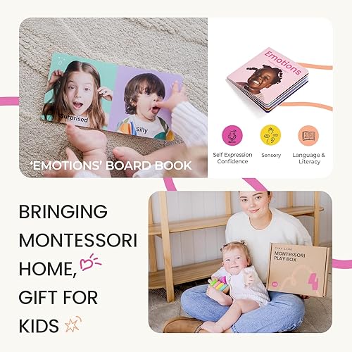 Miniatura 4 de Tiny Land Set de Juguetes Montessori para Bebés de 1 Año Kit de Juego Pensador - Juguetes de Aprendizaje de Madera 5 en 1 con Caja de Clavijas,