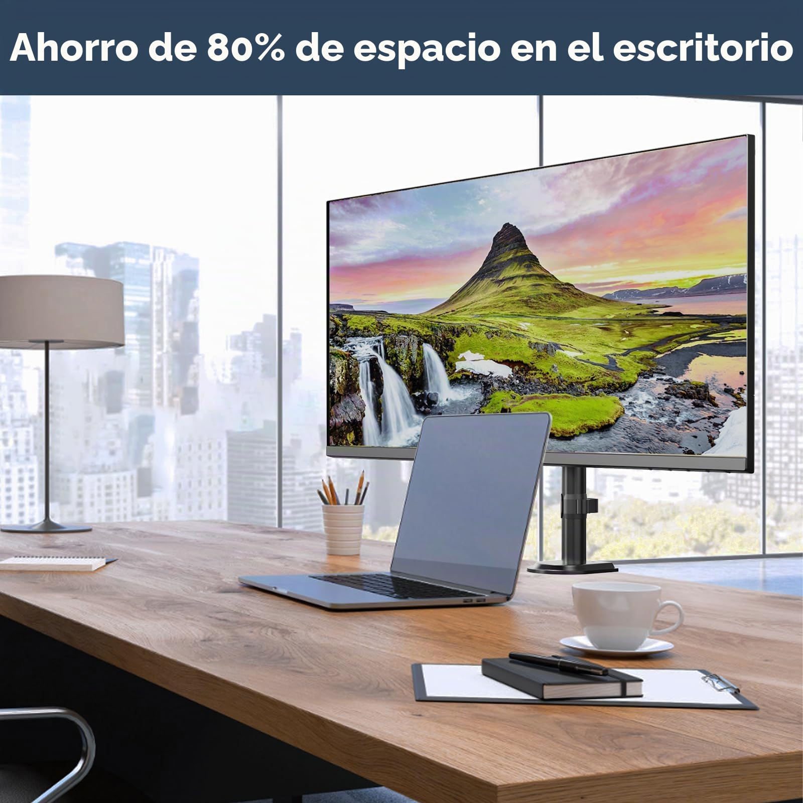 PUTORSEN Soporte para Monitores y TVs LCD LED 17-42 Pulgadas, Brazo con Altura Ajustable, Movimiento de Inclinación y Giro, Carga Máxima 12kg, VESA 75x75 a 200x200mm